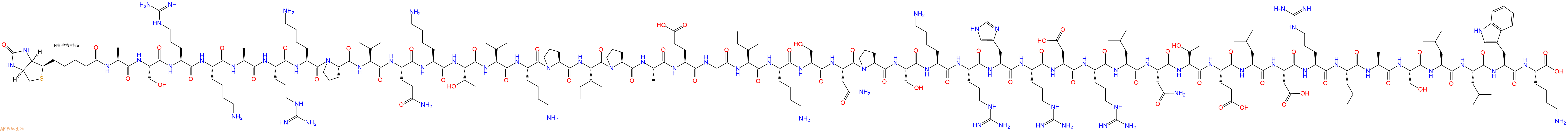 专肽生物产品Biotinyl-Ala-Ser-Arg-Lys-Ala-Arg-Lys-Pro-Val-Gln-Lys-Thr-Val-Lys-Pro-Ile-Pro-Ala-Glu-Gly-Ile-Lys-Ser-Asn-Pro-Ser-Lys-Arg-His-Arg-Asp-Arg-Leu-Asn-Thr-Glu-Leu-Asp-Arg-Leu-Ala-Ser-Leu-Leu-Trp-Lys-OH