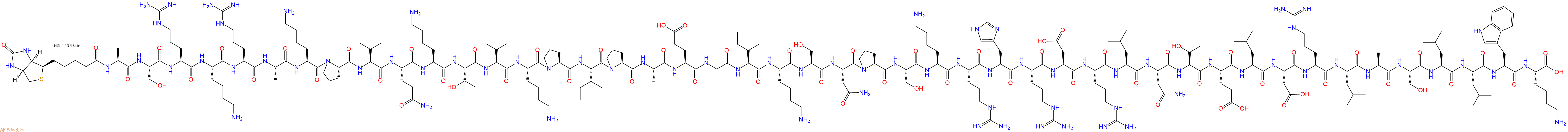 专肽生物产品Biotinyl-Ala-Ser-Arg-Lys-Arg-Ala-Lys-Pro-Val-Gln-Lys-Thr-Val-Lys-Pro-Ile-Pro-Ala-Glu-Gly-Ile-Lys-Ser-Asn-Pro-Ser-Lys-Arg-His-Arg-Asp-Arg-Leu-Asn-Thr-Glu-Leu-Asp-Arg-Leu-Ala-Ser-Leu-Leu-Trp-Lys-OH