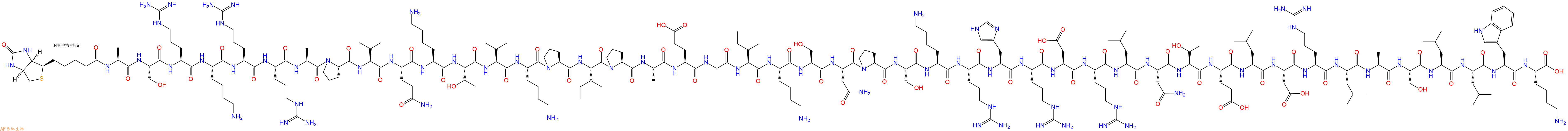 专肽生物产品Biotinyl-Ala-Ser-Arg-Lys-Arg-Arg-Ala-Pro-Val-Gln-Lys-Thr-Val-Lys-Pro-Ile-Pro-Ala-Glu-Gly-Ile-Lys-Ser-Asn-Pro-Ser-Lys-Arg-His-Arg-Asp-Arg-Leu-Asn-Thr-Glu-Leu-Asp-Arg-Leu-Ala-Ser-Leu-Leu-Trp-Lys-OH