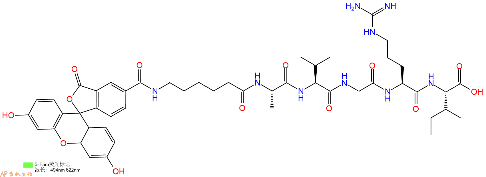 专肽生物产品5FAM-Ahx-Ala-Val-Gly-Arg-Ile-OH