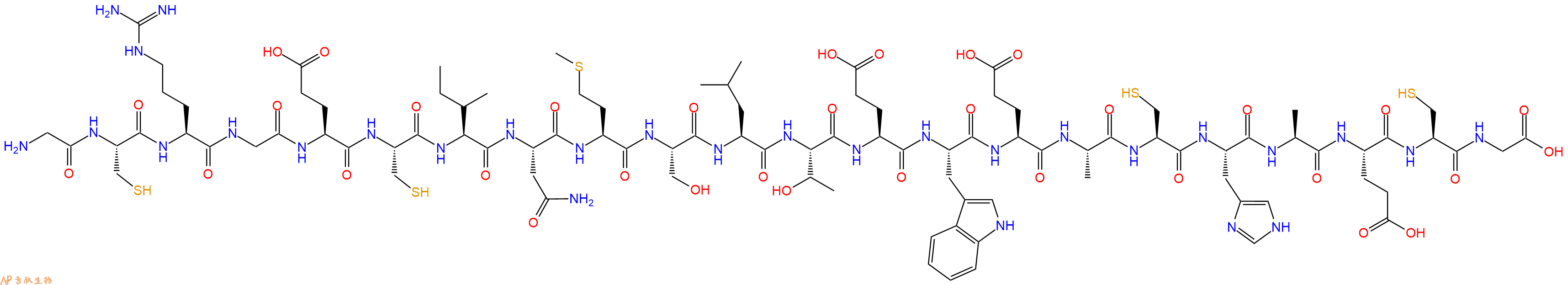 专肽生物产品H2N-Gly-Cys-Arg-Gly-Glu-Cys-Ile-Asn-Met-Ser-Leu-Thr-Glu-Trp-Glu-Ala-Cys-His-Ala-Glu-Cys-Gly-OH