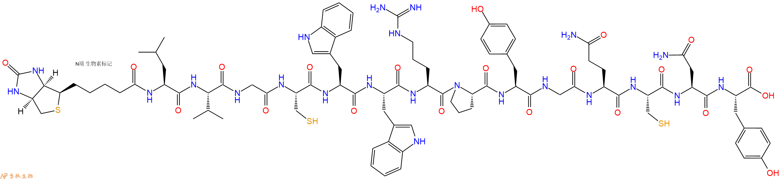 专肽生物产品Biotinyl-Leu-Val-Gly-Cys-Trp-Trp-Arg-Pro-Tyr-Gly-Gln-Cys-Asn-Tyr-OH