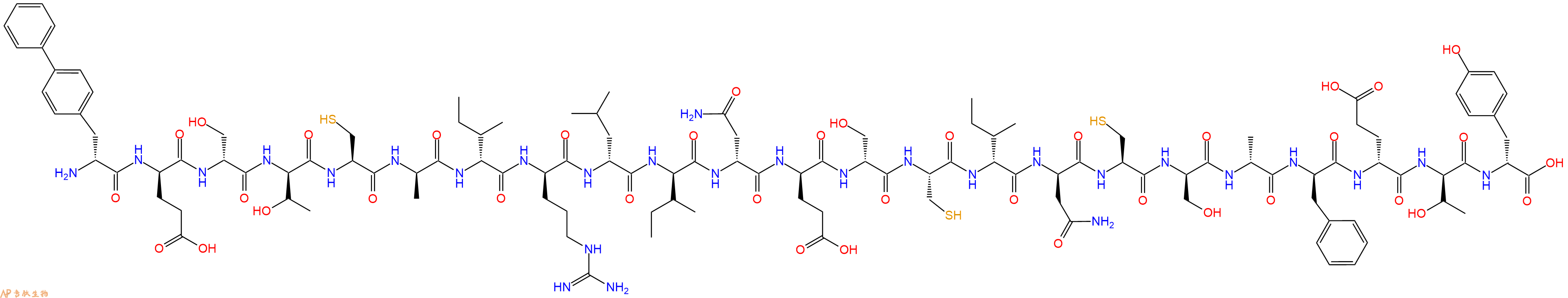 专肽生物产品H2N-DBip-DGlu-DSer-DThr-Cys-DAla-DIle-DArg-DLeu-DIle-DAsn-DGlu-DSer-Cys-DIle-DAsn-Cys-DSer-DAla-DPhe-DGlu-DThr-DTyr-OH