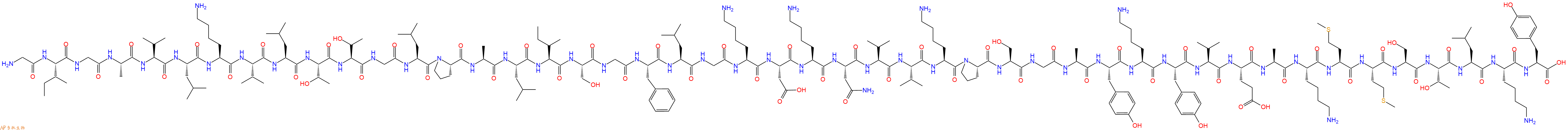 专肽生物产品H2N-Gly-Ile-Gly-Ala-Val-Leu-Lys-Val-Leu-Thr-Thr-Gly-Leu-Pro-Ala-Leu-Ile-Ser-Gly-Phe-Leu-Gly-Lys-Asp-Lys-Asn-Val-Val-Lys-Pro-Ser-Gly-Ala-Tyr-Lys-Tyr-Val-Glu-Ala-Lys-Met-Met-Ser-Thr-Leu-Lys-Tyr-OH