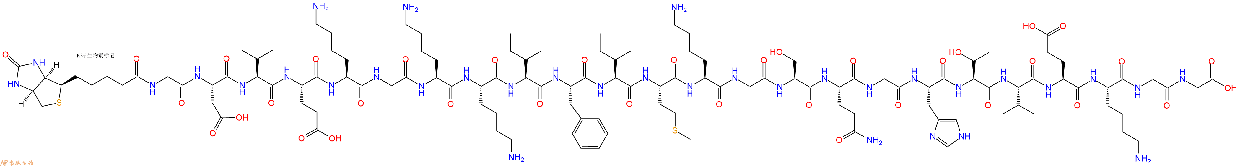 专肽生物产品Biotinyl-Gly-Asp-Val-Glu-Lys-Gly-Lys-Lys-Ile-Phe-Ile-Met-Lys-Gly-Ser-Gln-Gly-His-Thr-Val-Glu-Lys-Gly-Gly-OH