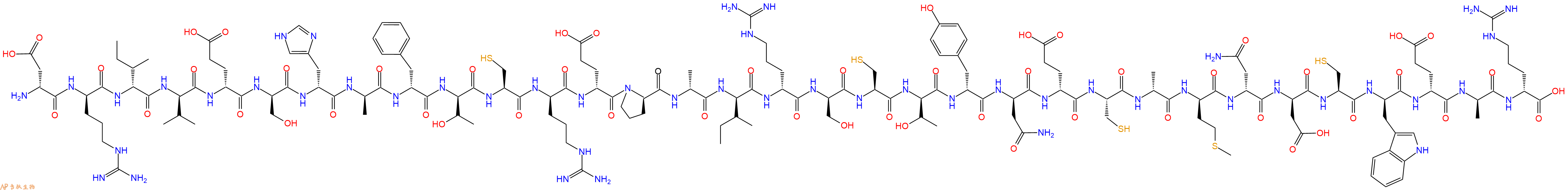 专肽生物产品H2N-DAsp-DArg-DIle-DVal-DGlu-DSer-DHis-DAla-DPhe-DThr-Cys-DArg-DGlu-DPro-DAla-DIle-DArg-DSer-Cys-DThr-DTyr-DAsn-DGlu-Cys-DAla-DMet-DAsn-DAsp-Cys-DTrp-DGlu-DAla-DArg-OH