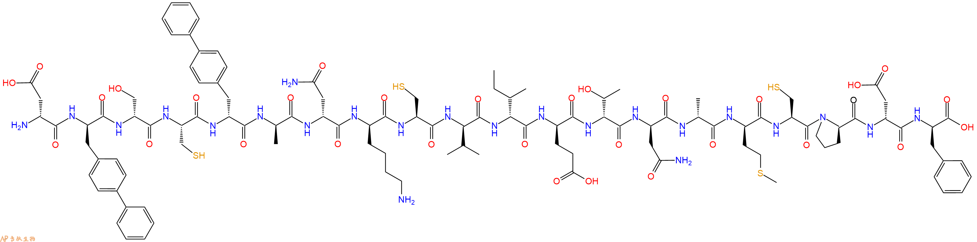 专肽生物产品H2N-DAsp-DBip-DSer-Cys-DBip-DAla-DAsn-DLys-Cys-DVal-DIle-DGlu-DThr-DAsn-DAla-DMet-Cys-DPro-DAsp-DPhe-OH