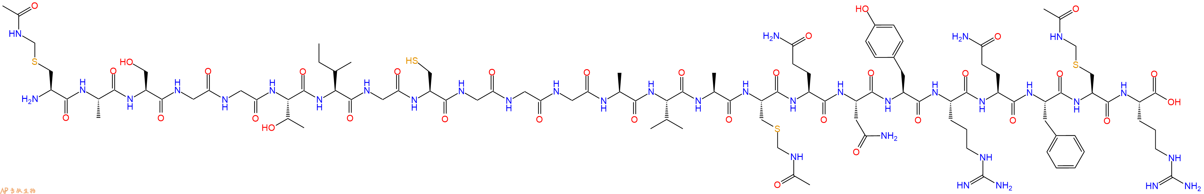专肽生物产品H2N-Cys(Acm)-Ala-Ser-Gly-Gly-Thr-Ile-Gly-Cys-Gly-Gly-Gly-Ala-Val-Ala-Cys(Acm)-Gln-Asn-Tyr-Arg-Gln-Phe-Cys(Acm)-Arg-OH