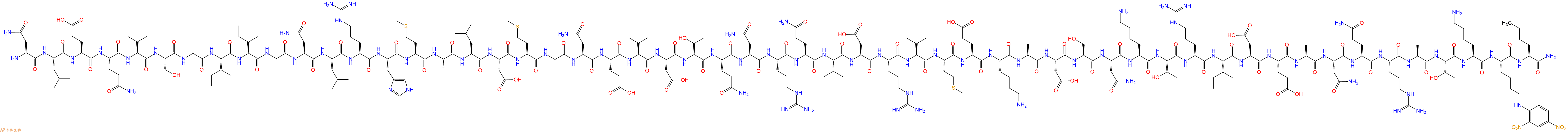 专肽生物产品H2N-Asn-Leu-Glu-Gln-Val-Ser-Gly-Ile-Ile-Gly-Asn-Leu-Arg-His-Met-Ala-Leu-Asp-Met-Gly-Asn-Glu-Ile-Asp-Thr-Gln-Asn-Arg-Gln-Ile-Asp-Arg-Ile-Met-Glu-Lys-Ala-Asp-Ser-Asn-Lys-Thr-Arg-Ile-Asp-Glu-Ala-Asn-Gln-Arg-Ala-Thr-Lys-Lys(Dnp)-Nle-CONH2