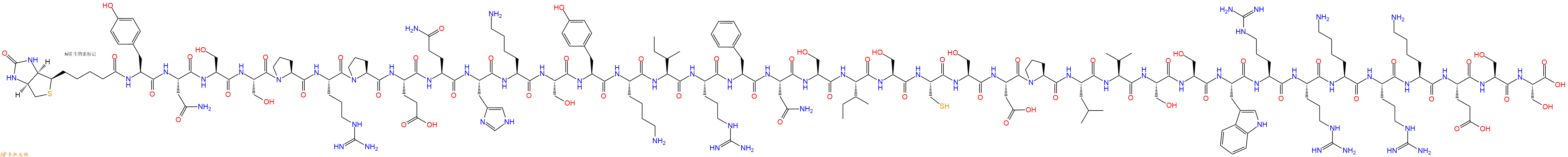 专肽生物产品Biotinyl-Tyr-Asn-Ser-Ser-Pro-Arg-Pro-Glu-Gln-His-Lys-Ser-Tyr-Lys-Ile-Arg-Phe-Asn-Ser-Ile-Ser-Cys-Ser-Asp-Pro-Leu-Val-Ser-Ser-Trp-Arg-Arg-Lys-Arg-Lys-Glu-Ser-Ser-OH