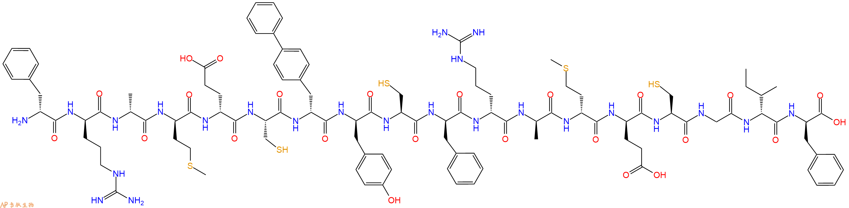 专肽生物产品H2N-DPhe-DArg-DAla-DMet-DGlu-Cys-DBip-DTyr-Cys-DPhe-DArg-DAla-DMet-DGlu-Cys-Gly-DIle-DPhe-OH