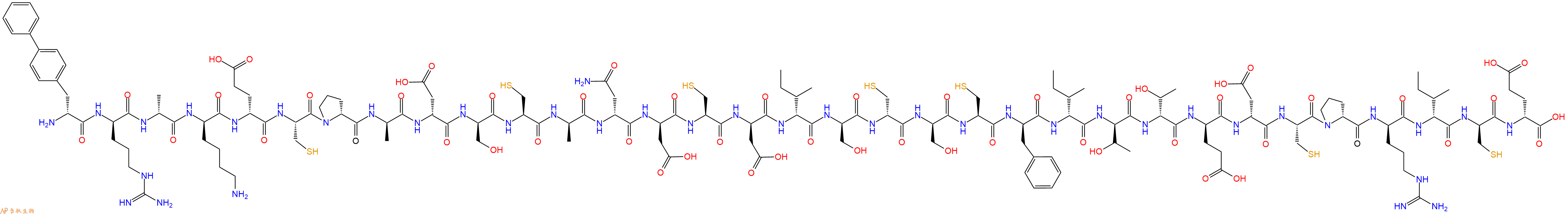 专肽生物产品H2N-DBip-DArg-DAla-DLys-DGlu-Cys-DPro-DAla-DAsp-DSer-Cys-DAla-DAsn-DAsp-Cys-DAsp-DIle-DSer-DCys-DSer-Cys-DPhe-DIle-DThr-DThr-DGlu-DAsp-Cys-DPro-DArg-DIle-DCys-DGlu-OH