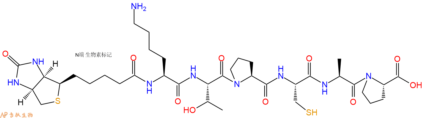专肽生物产品Biotinyl-Lys-Thr-Pro-Cys-Ala-Pro-OH