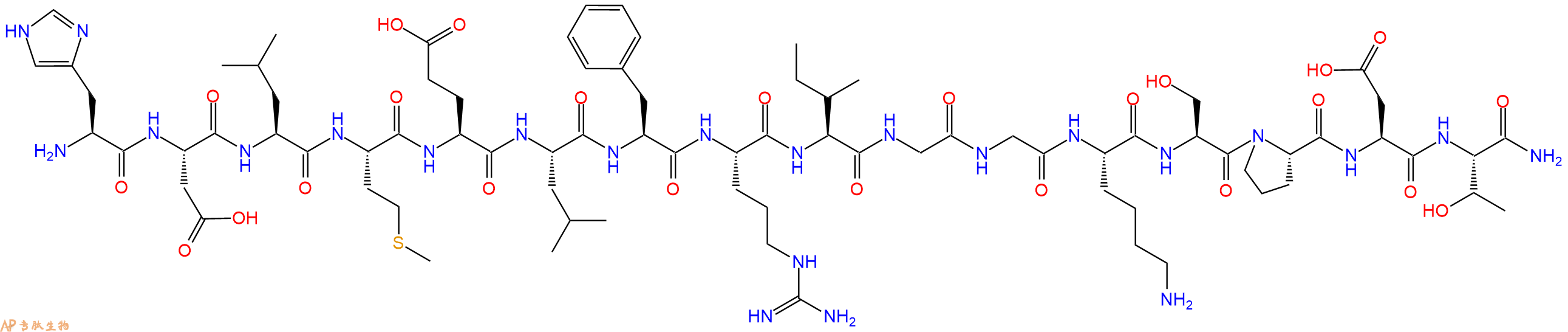 专肽生物产品H2N-His-Asp-Leu-Met-Glu-Leu-Phe-Arg-Ile-Gly-Gly-Lys-Ser-Pro-Asp-Thr-CONH2