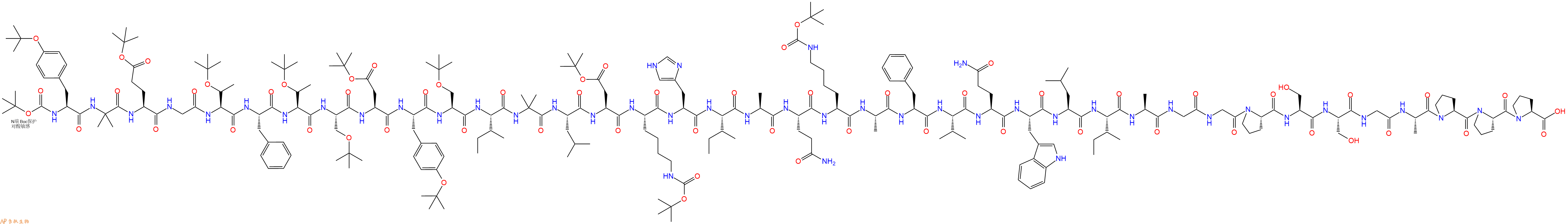 专肽生物产品Boc-Tyr(tBu)-Aib-Glu(OtBu)-Gly-Thr(tBu)-Phe-Thr(tBu)-Ser(tBu)-Asp(OtBu)-Tyr(tBu)-Ser(tBu)-Ile-Aib-Leu-Asp(OtBu)-Lys(Boc)-His-Ile-Ala-Gln-Lys(Boc)-Ala-Phe-Val-Gln-Trp-Leu-Ile-Ala-Gly-Gly-Pro-Ser-Ser-Gly-Ala-Pro-Pro-Pro-OH