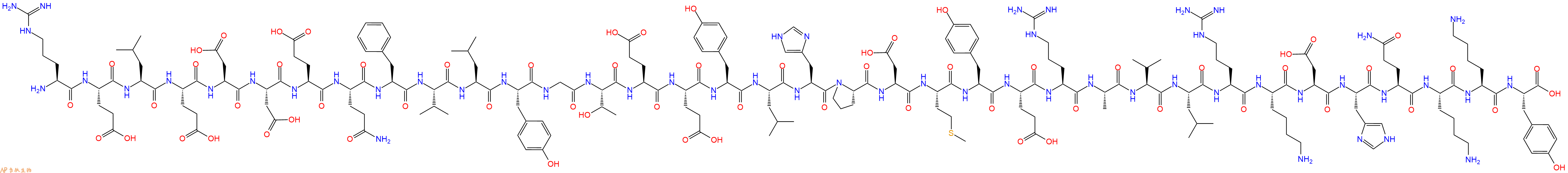 专肽生物产品H2N-Arg-Glu-Leu-Glu-Asp-Asp-Glu-Gln-Phe-Val-Leu-Tyr-Gly-Thr-Glu-Glu-Tyr-Leu-His-Pro-Asp-Met-Tyr-Glu-Arg-Ala-Val-Leu-Arg-Lys-Asp-His-Gln-Lys-Lys-Tyr-OH