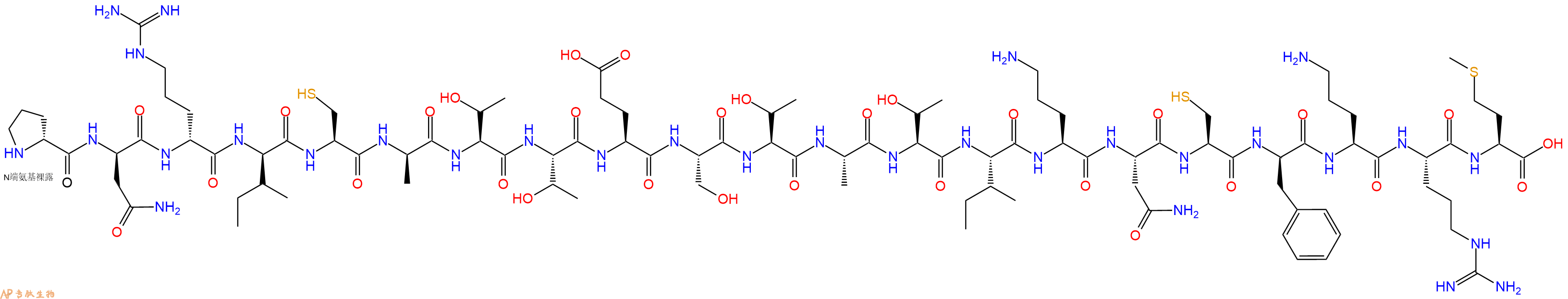专肽生物产品H2N-DPro-DAsn-DArg-DIle-Cys-DAla-Thr-Thr-Glu-Ser-Thr-Ala-Thr-Ile-Orn-Asn-Cys-DPhe-Orn-Arg-Met-OH