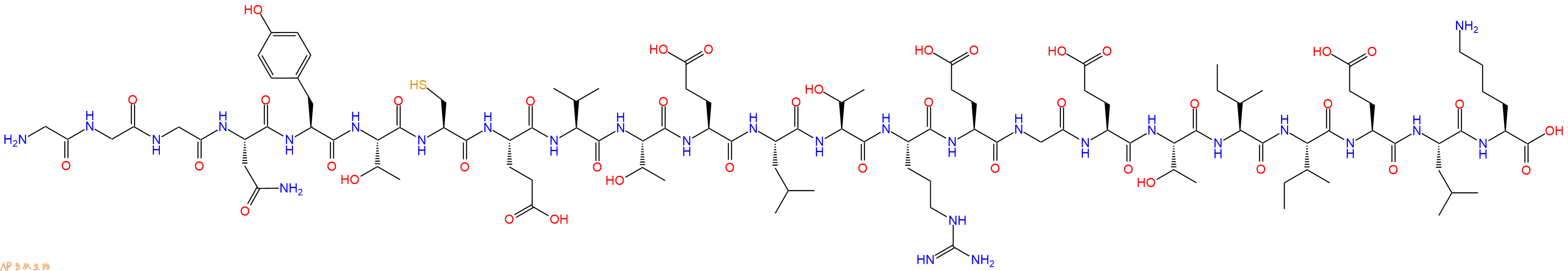 专肽生物产品H2N-Gly-Gly-Gly-Asn-Tyr-Thr-Cys-Glu-Val-Thr-Glu-Leu-Thr-Arg-Glu-Gly-Glu-Thr-Ile-Ile-Glu-Leu-Lys-OH