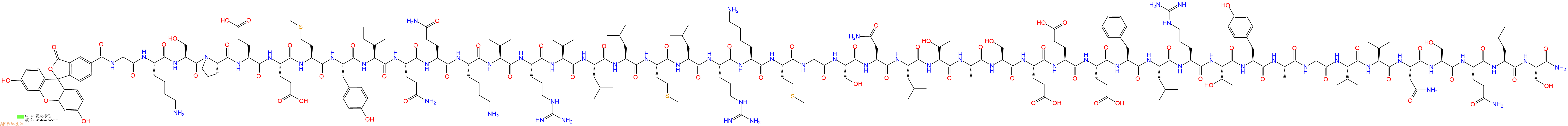 专肽生物产品5FAM-Gly-Lys-Ser-Pro-Glu-Glu-Met-Tyr-Ile-Gln-Gln-Lys-Val-Arg-Val-Leu-Leu-Met-Leu-Arg-Lys-Met-Gly-Ser-Asn-Leu-Thr-Ala-Ser-Glu-Glu-Glu-Phe-Leu-Arg-Thr-Tyr-Ala-Gly-Val-Val-Asn-Ser-Gln-Leu-Ser-CONH2