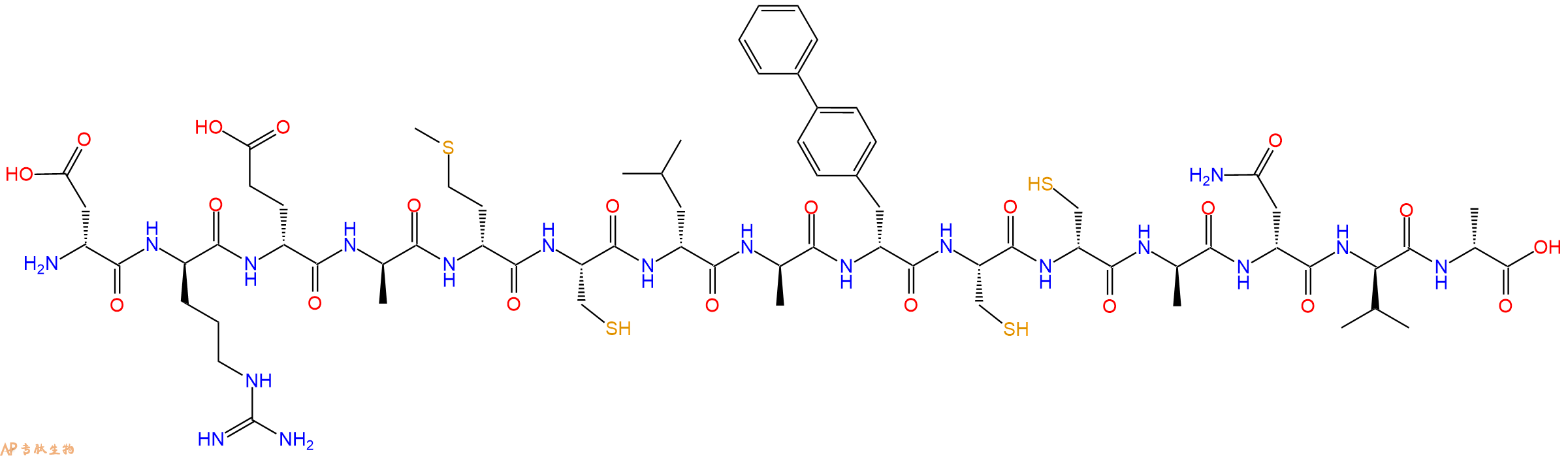 专肽生物产品H2N-DAsp-DArg-DGlu-DAla-DMet-Cys-DLeu-DAla-DBip-Cys-DCys-DAla-DAsn-DVal-DAla-OH