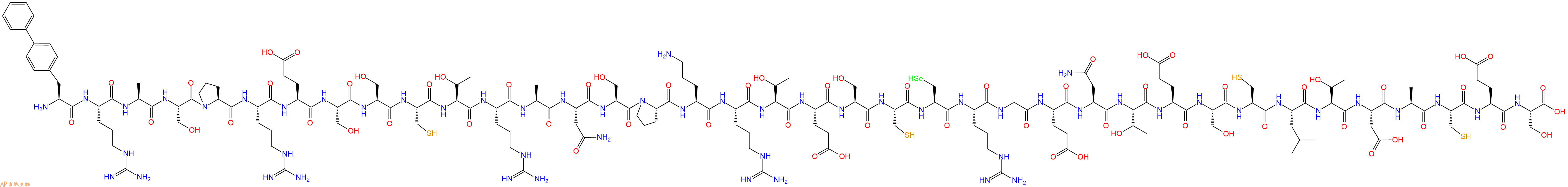 专肽生物产品H2N-Bip-Arg-Ala-Ser-Pro-Arg-Glu-Ser-Ser-Cys-Thr-Arg-Ala-Asn-Ser-Pro-Orn-Arg-Thr-Glu-Ser-Cys-Sec-Arg-Gly-Glu-Asn-Thr-Glu-Ser-Cys-Leu-Thr-Asp-Ala-Cys-Glu-Ser-OH