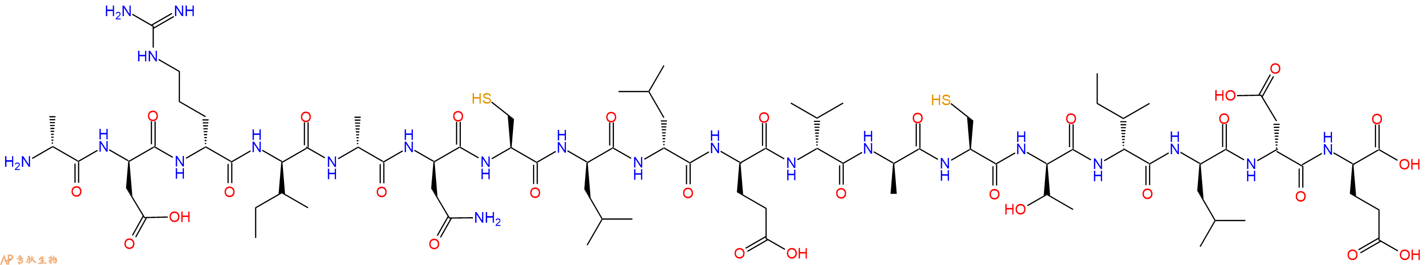 专肽生物产品H2N-DAla-DAsp-DArg-DIle-DAla-DAsn-Cys-DLeu-DLeu-DGlu-DVal-DAla-Cys-DThr-DIle-DLeu-DAsp-DGlu-OH