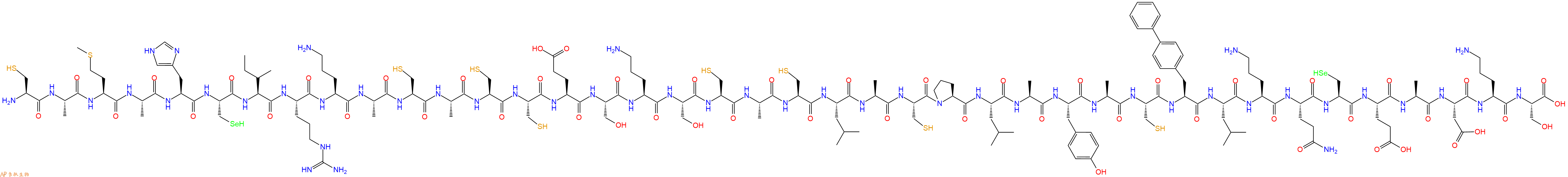 专肽生物产品H2N-Cys-Ala-Met-Ala-His-Sec-Ile-Arg-Orn-Ala-Cys-Ala-Cys-Cys-Glu-Ser-Orn-Ser-Cys-Ala-Cys-Leu-Ala-Cys-Pro-Leu-Ala-Tyr-Ala-Cys-Bip-Leu-Orn-Gln-Sec-Glu-Ala-Asp-Orn-Ser-OH