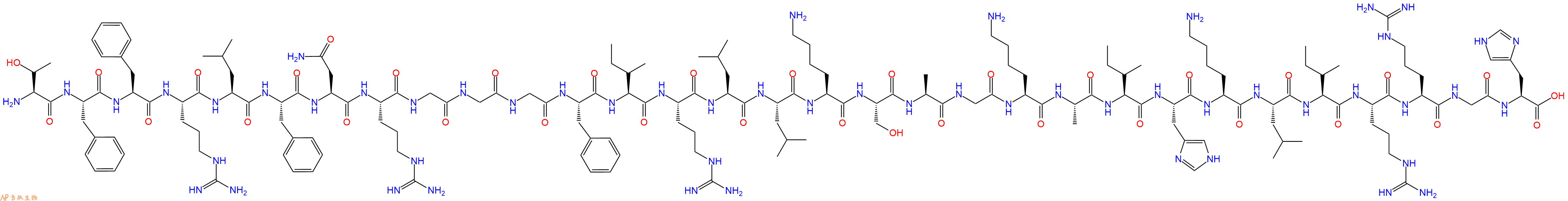 专肽生物产品H2N-Thr-Phe-Phe-Arg-Leu-Phe-Asn-Arg-Gly-Gly-Gly-Phe-Ile-Arg-Leu-Leu-Lys-Ser-Ala-Gly-Lys-Ala-Ile-His-Lys-Leu-Ile-Arg-Arg-Gly-His-OH