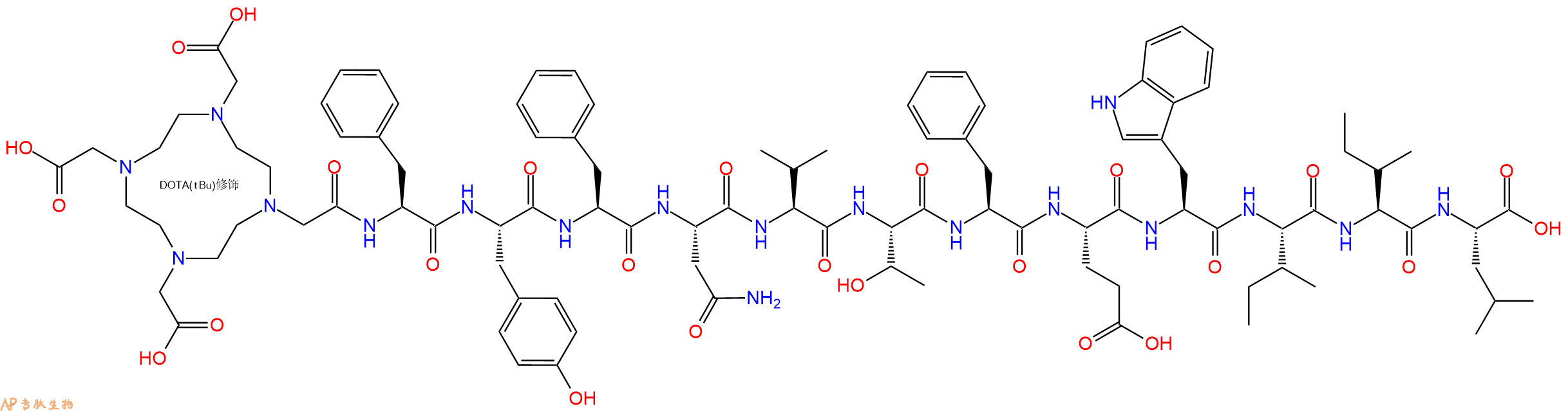 专肽生物产品DOTA-Phe-Tyr-Phe-Asn-Val-Thr-Phe-Glu-Trp-Ile-Ile-Leu-OH
