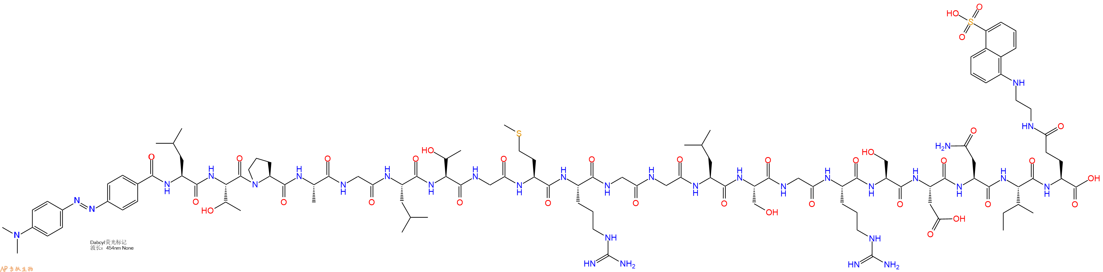 专肽生物产品DABCYL-Leu-Thr-Pro-Ala-Gly-Leu-Thr-Gly-Met-Arg-Gly-Gly-Leu-Ser-Gly-Arg-Ser-Asp-Asn-Ile-Glu(Edans)-OH