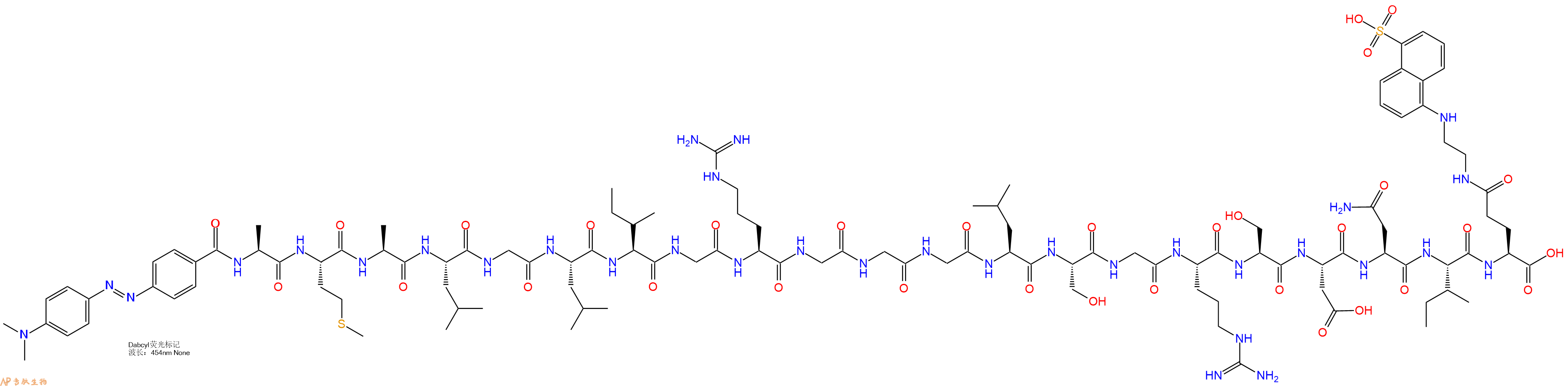 专肽生物产品DABCYL-Ala-Met-Ala-Leu-Gly-Leu-Ile-Gly-Arg-Gly-Gly-Gly-Leu-Ser-Gly-Arg-Ser-Asp-Asn-Ile-Glu(Edans)-OH