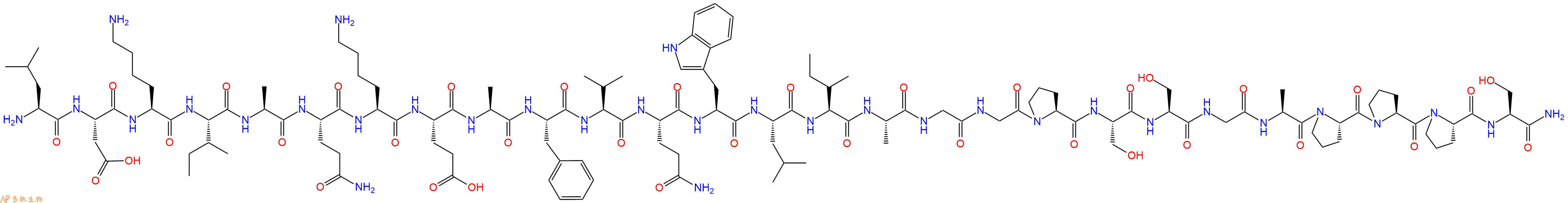 专肽生物产品H2N-Leu-Asp-Lys-Ile-Ala-Gln-Lys-Glu-Ala-Phe-Val-Gln-Trp-Leu-Ile-Ala-Gly-Gly-Pro-Ser-Ser-Gly-Ala-Pro-Pro-Pro-Ser-CONH2