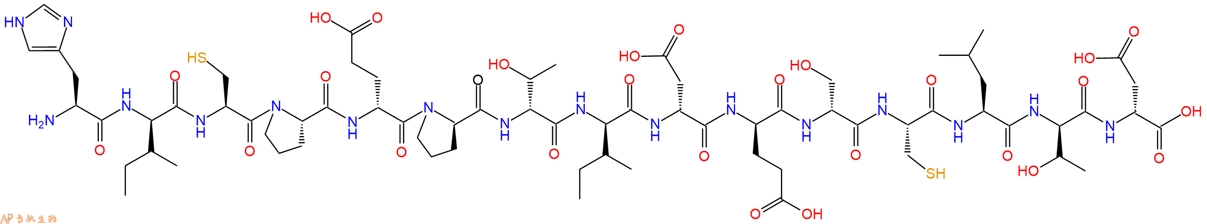 专肽生物产品H2N-His-DIle-Cys-Pro-DGlu-DPro-DThr-DIle-DAsp-DGlu-DSer-Cys-Leu-DThr-DAsp-OH
