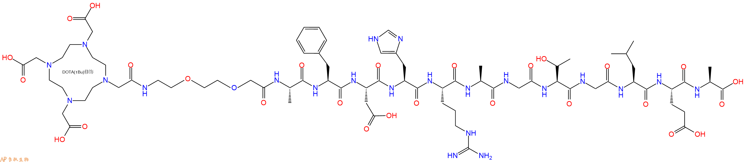专肽生物产品DOTA-PEG2-Ala-Phe-Asp-His-Arg-Ala-Gly-Thr-Gly-Leu-Glu-Ala