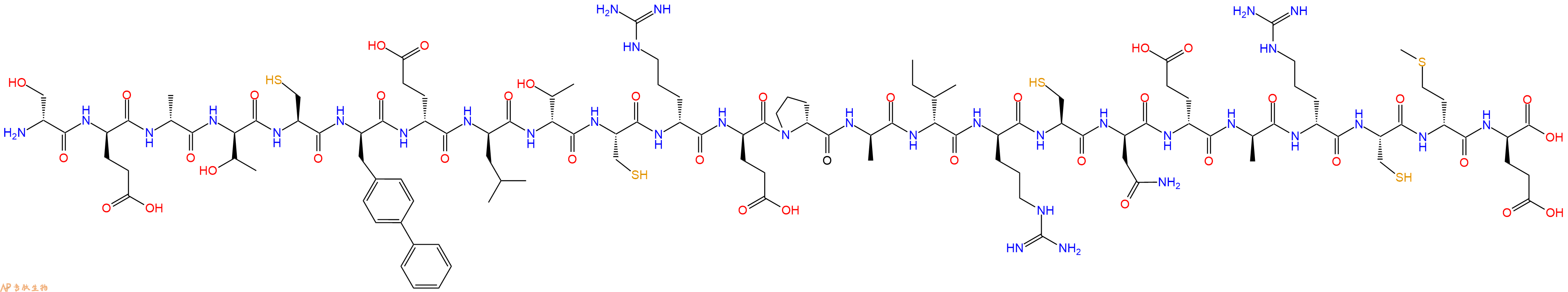 专肽生物产品H2N-DSer-DGlu-DAla-DThr-Cys-DBip-DGlu-DLeu-DThr-Cys-DArg-DGlu-DPro-DAla-DIle-DArg-Cys-DAsn-DGlu-DAla-DArg-Cys-DMet-DGlu-OH