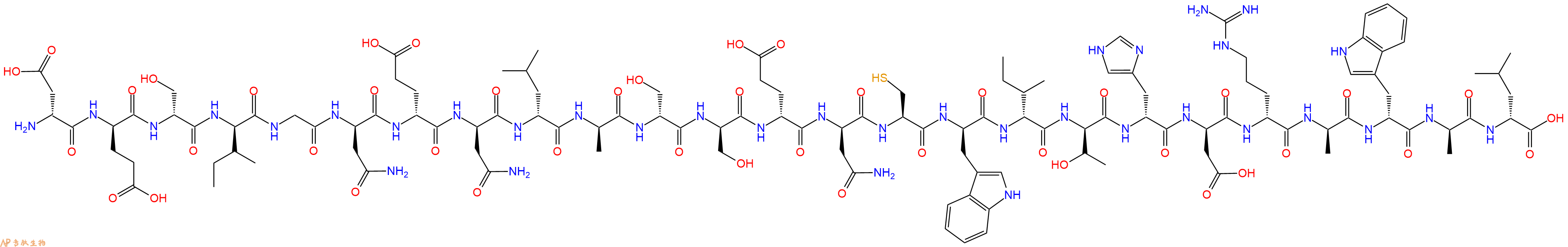 专肽生物产品H2N-DAsp-DGlu-DSer-DIle-Gly-DAsn-DGlu-DAsn-DLeu-DAla-DSer-DSer-DGlu-DAsn-Cys-DTrp-DIle-DThr-DHis-DAsp-DArg-DAla-DTrp-DAla-DLeu-OH