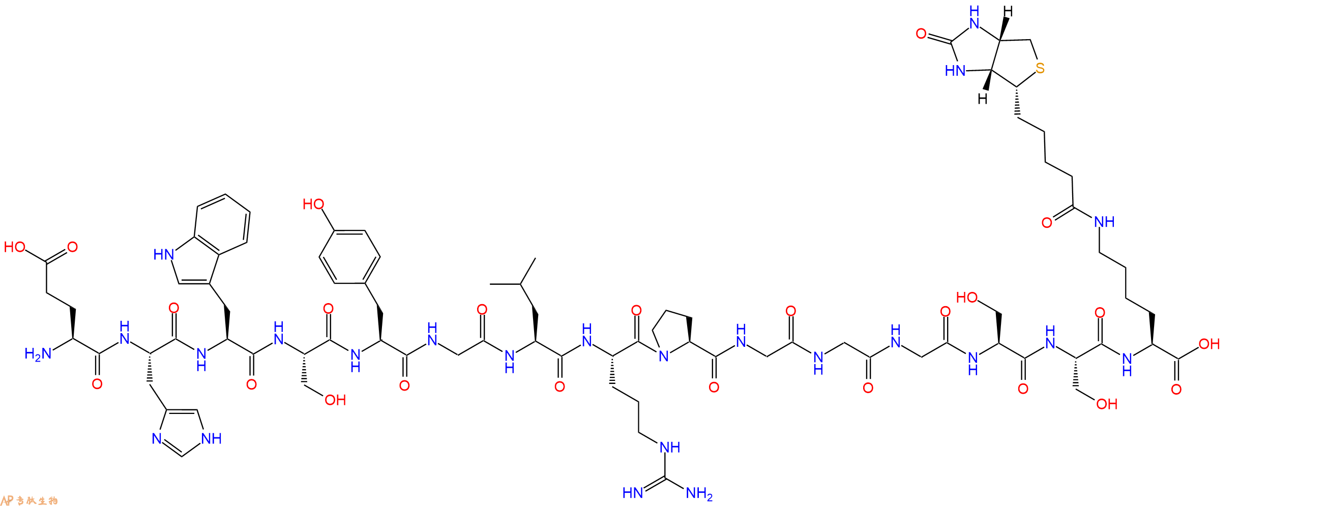 专肽生物产品H2N-Glu-His-Trp-Ser-Tyr-Gly-Leu-Arg-Pro-Gly-Gly-Gly-Ser-Ser-Lys(Biotin)-OH