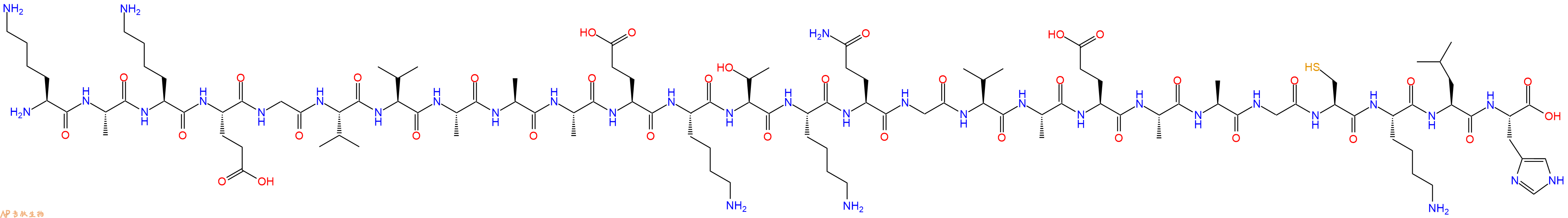专肽生物产品H2N-Lys-Ala-Lys-Glu-Gly-Val-Val-Ala-Ala-Ala-Glu-Lys-Thr-Lys-Gln-Gly-Val-Ala-Glu-Ala-Ala-Gly-Cys-Lys-Leu-His-OH