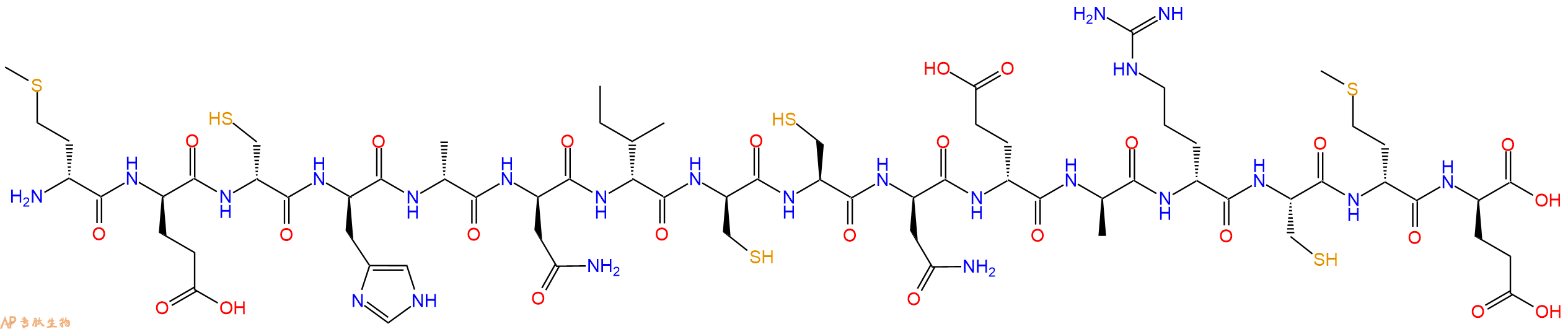 专肽生物产品H2N-DMet-DGlu-DCys-DHis-DAla-DAsn-DIle-DCys-Cys-DAsn-DGlu-DAla-DArg-Cys-DMet-DGlu-OH