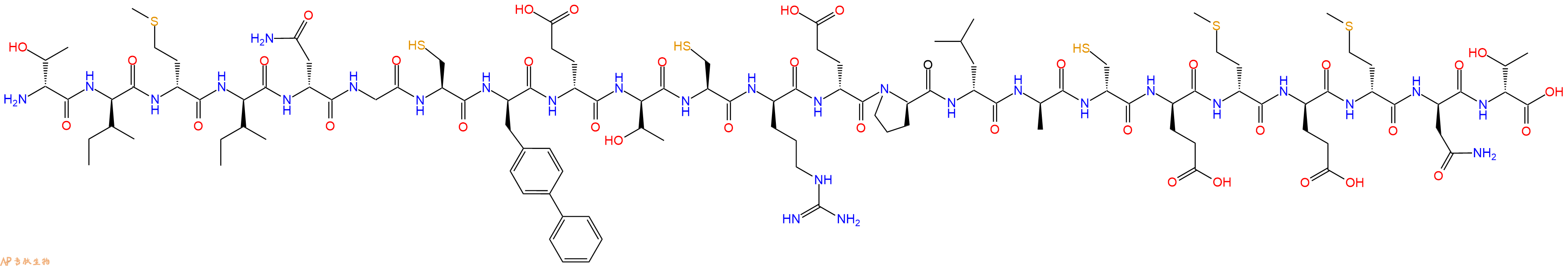 专肽生物产品H2N-DThr-DIle-DMet-DIle-DAsn-Gly-Cys-DBip-DGlu-DThr-Cys-DArg-DGlu-DPro-DLeu-DAla-DCys-DGlu-DMet-DGlu-DMet-DAsn-DThr-OH