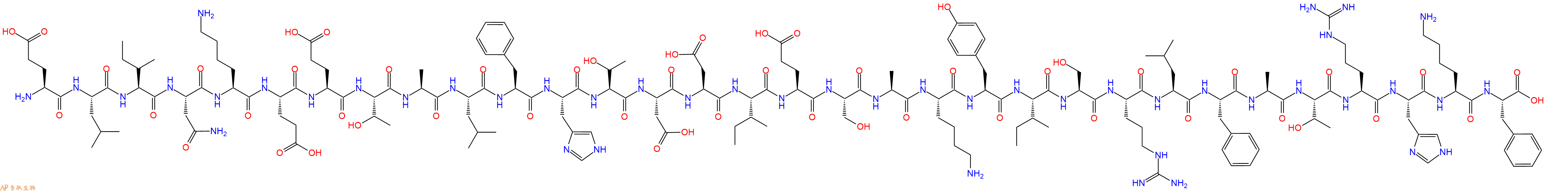 专肽生物产品H2N-Glu-Leu-Ile-Asn-Lys-Glu-Glu-Thr-Ala-Leu-Phe-His-Thr-Asp-Asp-Ile-Glu-Ser-Ala-Lys-Tyr-Ile-Ser-Arg-Leu-Phe-Ala-Thr-Arg-His-Lys-Phe-OH