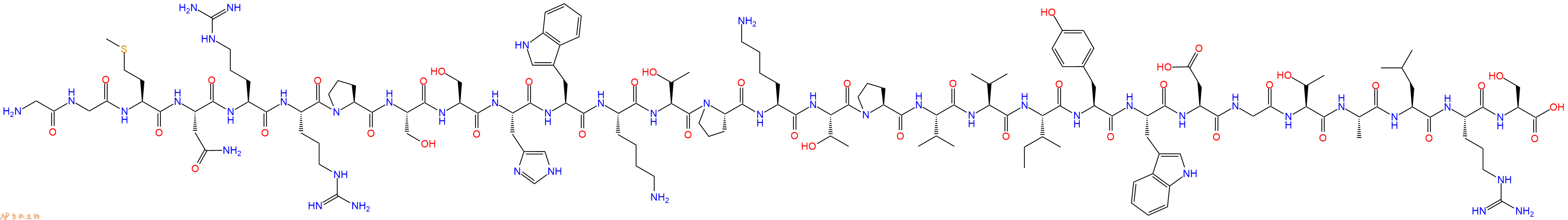 专肽生物产品H2N-Gly-Gly-Met-Asn-Arg-Arg-Pro-Ser-Ser-His-Trp-Lys-Thr-Pro-Lys-Thr-Pro-Val-Val-Ile-Tyr-Trp-Asp-Gly-Thr-Ala-Leu-Arg-Ser-OH