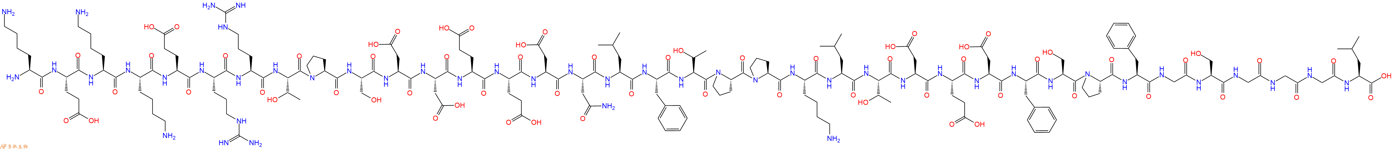 专肽生物产品H2N-Lys-Glu-Lys-Lys-Glu-Arg-Arg-Thr-Pro-Ser-Asp-Asp-Glu-Glu-Asp-Asn-Leu-Phe-Thr-Pro-Pro-Lys-Leu-Thr-Asp-Glu-Asp-Phe-Ser-Pro-Phe-Gly-Ser-Gly-Gly-Gly-Leu-OH