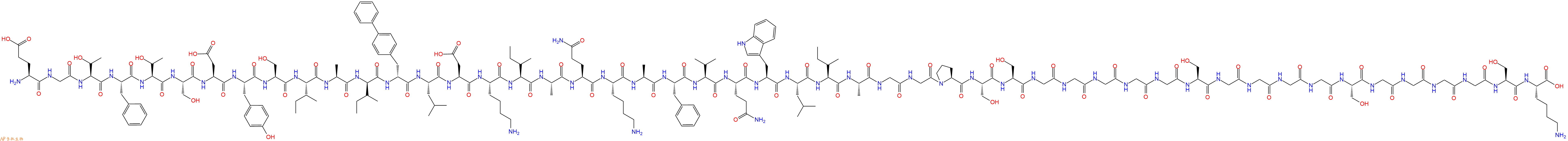 专肽生物产品H2N-Glu-Gly-Thr-Phe-Thr-Ser-Asp-Tyr-Ser-Ile-Ala-DIle-DBip-Leu-Asp-Lys-Ile-Ala-Gln-Lys-Ala-Phe-Val-Gln-Trp-Leu-Ile-Ala-Gly-Gly-Pro-Ser-Ser-Gly-Gly-Gly-Gly-Gly-Ser-Gly-Gly-Gly-Gly-Ser-Gly-Gly-Gly-Gly-Ser-Lys-OH