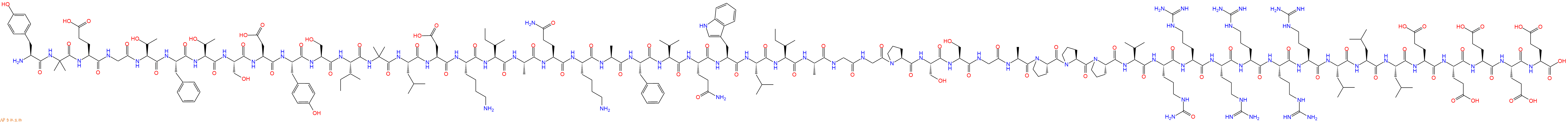 专肽生物产品H2N-Tyr-Aib-Glu-Gly-Thr-Phe-Thr-Ser-Asp-Tyr-Ser-Ile-Aib-Leu-Asp-Lys-Ile-Ala-Gln-Lys-Ala-Phe-Val-Gln-Trp-Leu-Ile-Ala-Gly-Gly-Pro-Ser-Ser-Gly-Ala-Pro-Pro-Pro-Val-Cit-Arg-Arg-Arg-Arg-Arg-Leu-Leu-Leu-Glu-Glu-Glu-Glu-Glu-OH