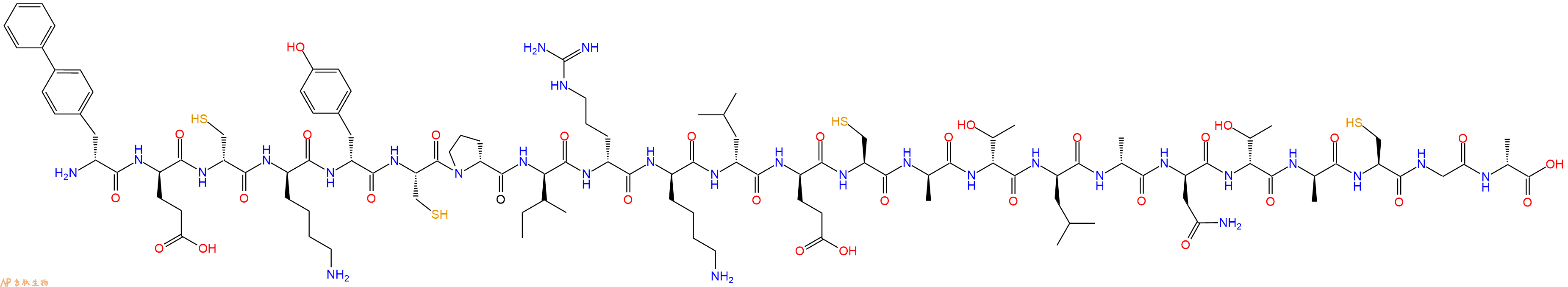 专肽生物产品H2N-DBip-DGlu-DCys-DLys-DTyr-Cys-DPro-DIle-DArg-DLys-DLeu-DGlu-Cys-DAla-DThr-DLeu-DAla-DAsn-DThr-DAla-Cys-Gly-DAla-OH