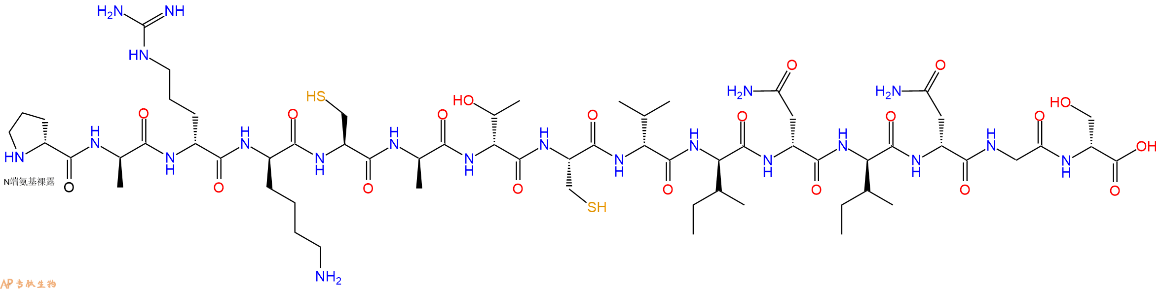 专肽生物产品H2N-DPro-DAla-DArg-DLys-Cys-DAla-DThr-Cys-DVal-DIle-DAsn-DIle-DAsn-Gly-DSer-OH