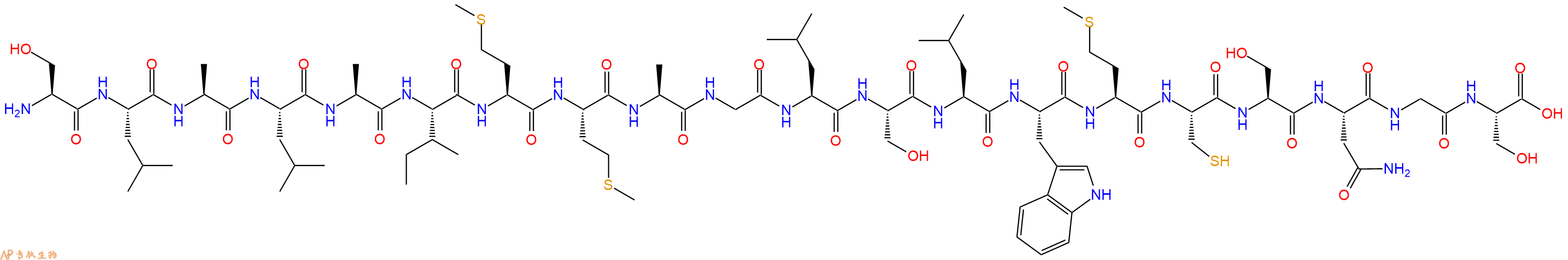 专肽生物产品H2N-Ser-Leu-Ala-Leu-Ala-Ile-Met-Met-Ala-Gly-Leu-Ser-Leu-Trp-Met-Cys-Ser-Asn-Gly-Ser-OH