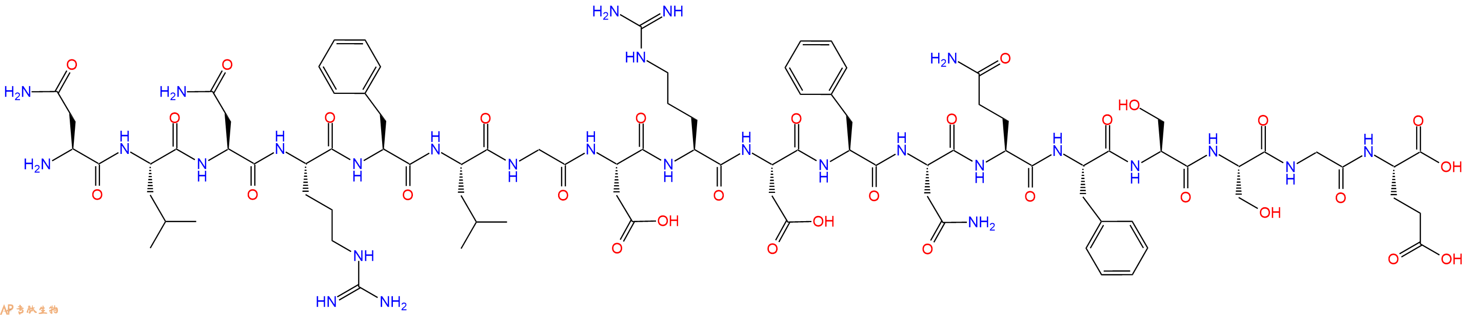 专肽生物产品H2N-Asn-Leu-Asn-Arg-Phe-Leu-Gly-Asp-Arg-Asp-Phe-Asn-Gln-Phe-Ser-Ser-Gly-Glu-OH