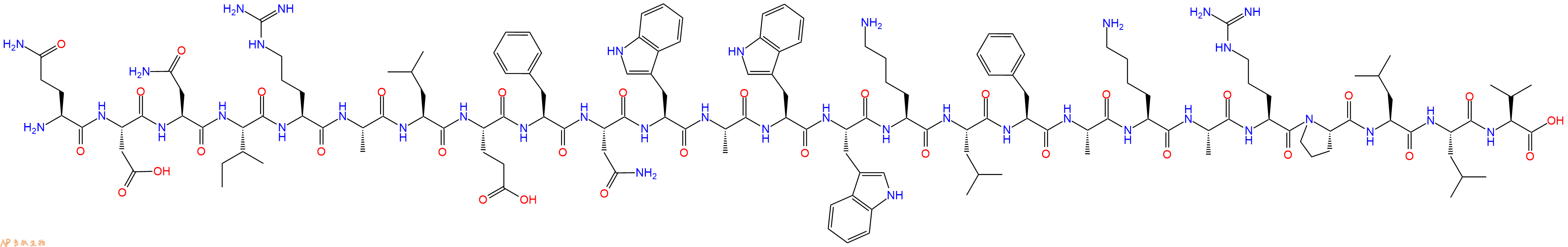 专肽生物产品H2N-Gln-Asp-Asn-Ile-Arg-Ala-Leu-Glu-Phe-Asn-Trp-Ala-Trp-Trp-Lys-Leu-Phe-Ala-Lys-Ala-Arg-Pro-Leu-Leu-Val-OH